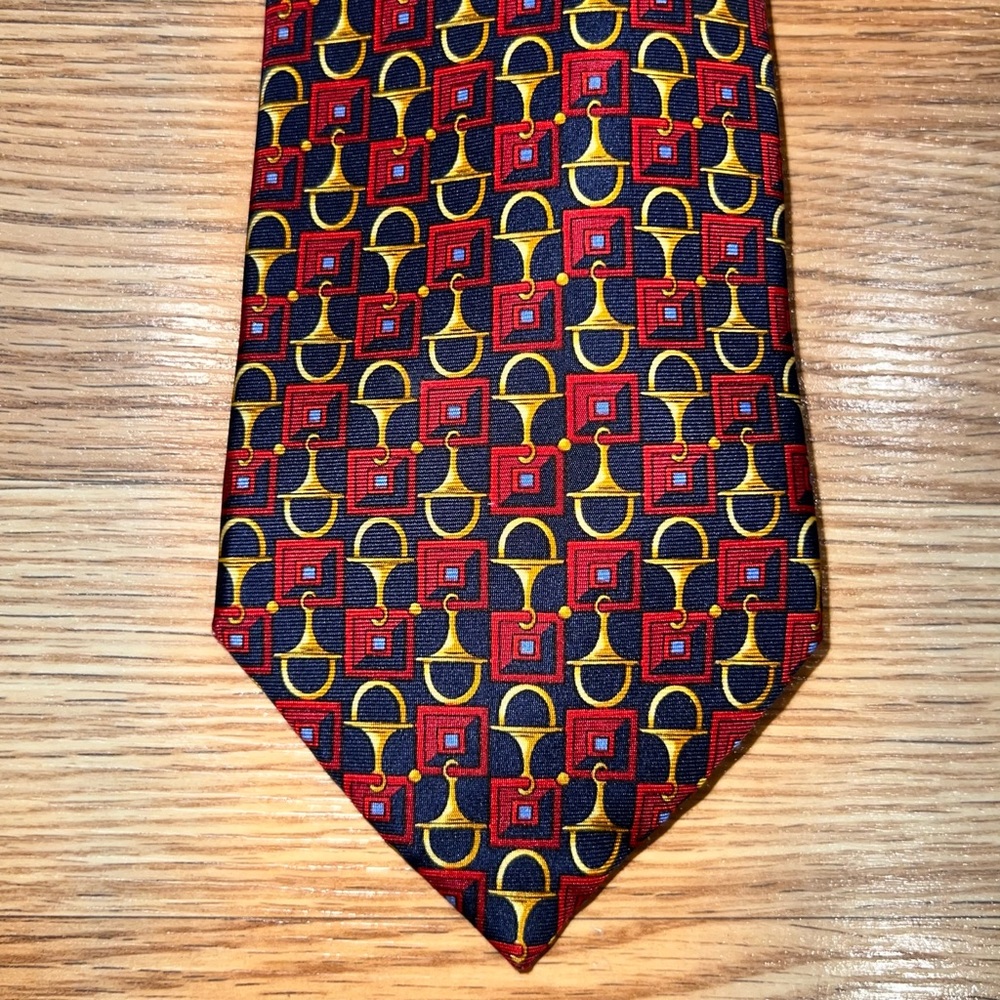 Burberrys 100% silk red on black Necktie